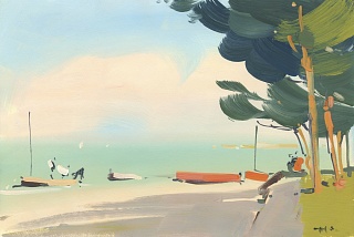 Картина сосны у моря