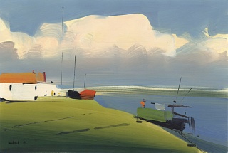 Картина сейнеры в окрестностях Онфлёр