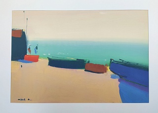 Картина прогулка вдоль моря. Рыболовы