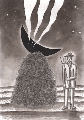 Картина луна на стогу