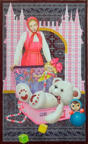 Картина обретение. Серия “Ткань 90-х. Куклы”