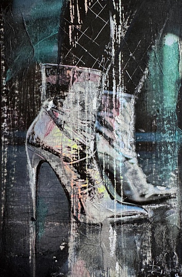 Картина сЕРЫЙ, МОЯ СИЛА ВЫСОТА. Серия Голография, пересвет фото 1