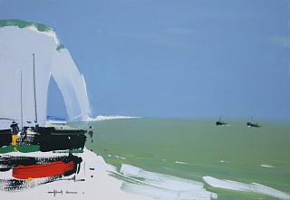 Картина этрета. Лодки рыбаков