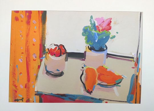 Картина цветок в окне и перцы. Натюрморт дзен фото 1