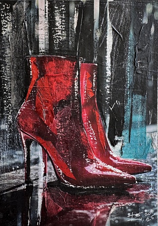 Картина кРАСНЫЙ, МОЯ СИЛА ВЫСОТА. Серия Голография, пересвет