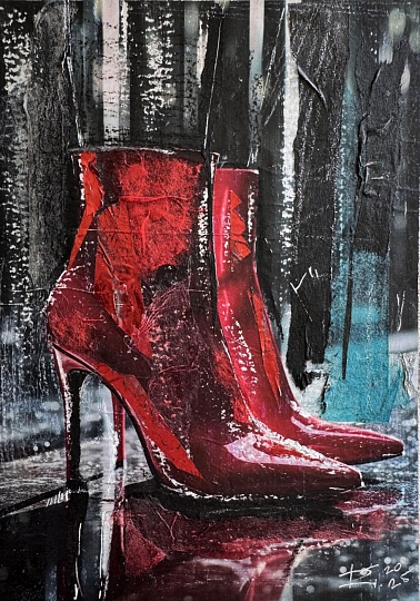 Картина кРАСНЫЙ, МОЯ СИЛА ВЫСОТА. Серия Голография, пересвет фото 1