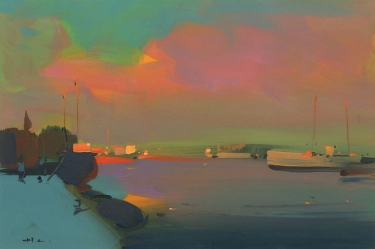 Картина вечер в окрестностях Онфлёр фото 1