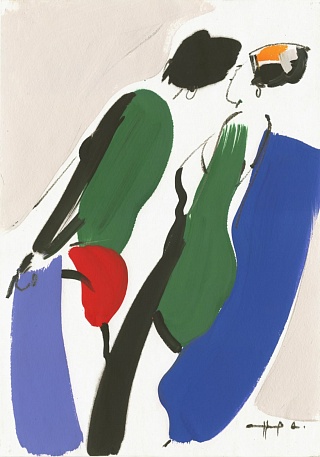 Картина подруги на пляже