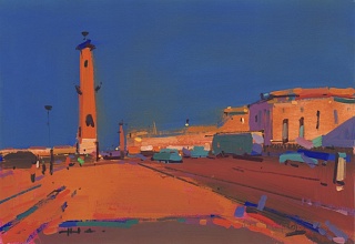 Картина биржевая площадь. Вечер