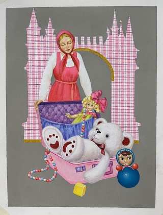 Картина серия “Ткань 90-х. Куклы” 