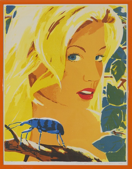 Картина девушка с синим жуком фото 1