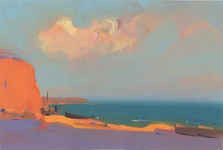 Картина у моря вечером