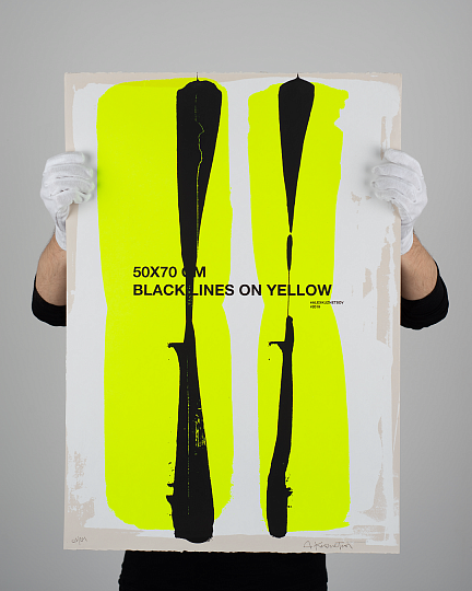 Картина чёрные линии на желтом фото 1