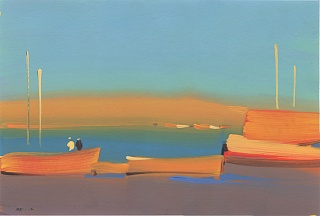 Картина рыбацкие лодки. Испания