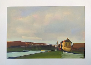 Картина домик у маяка. Нормандия